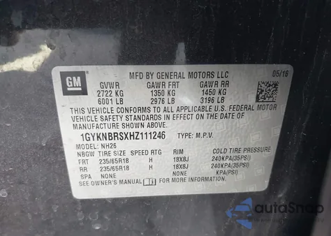 2017 Cadillac Xt5 Luxury z USA, uszkodzony, nr VIN 1GYKNBRSXHZ111246